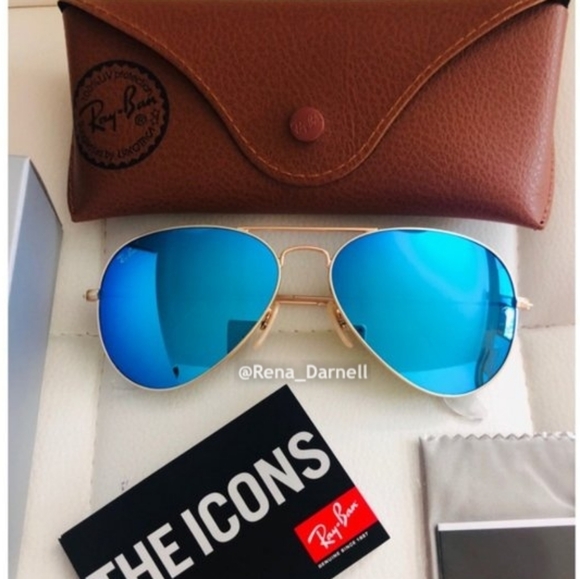 Blue Mirror RayBan Aviator RB3025 New - Picture 7 of 13